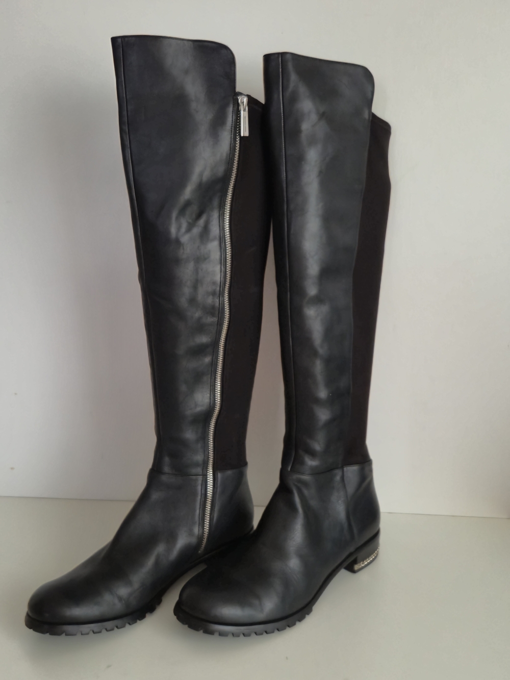 Michael Kors Black Over-the-Knee Zip Riding Boots, S 10